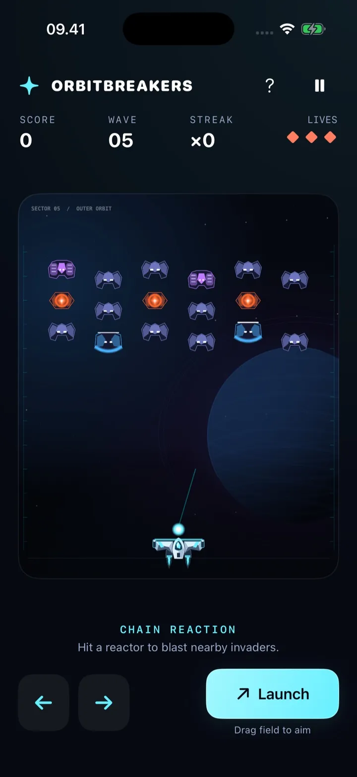PX7 OrbitBreakers gameplay on iPhone