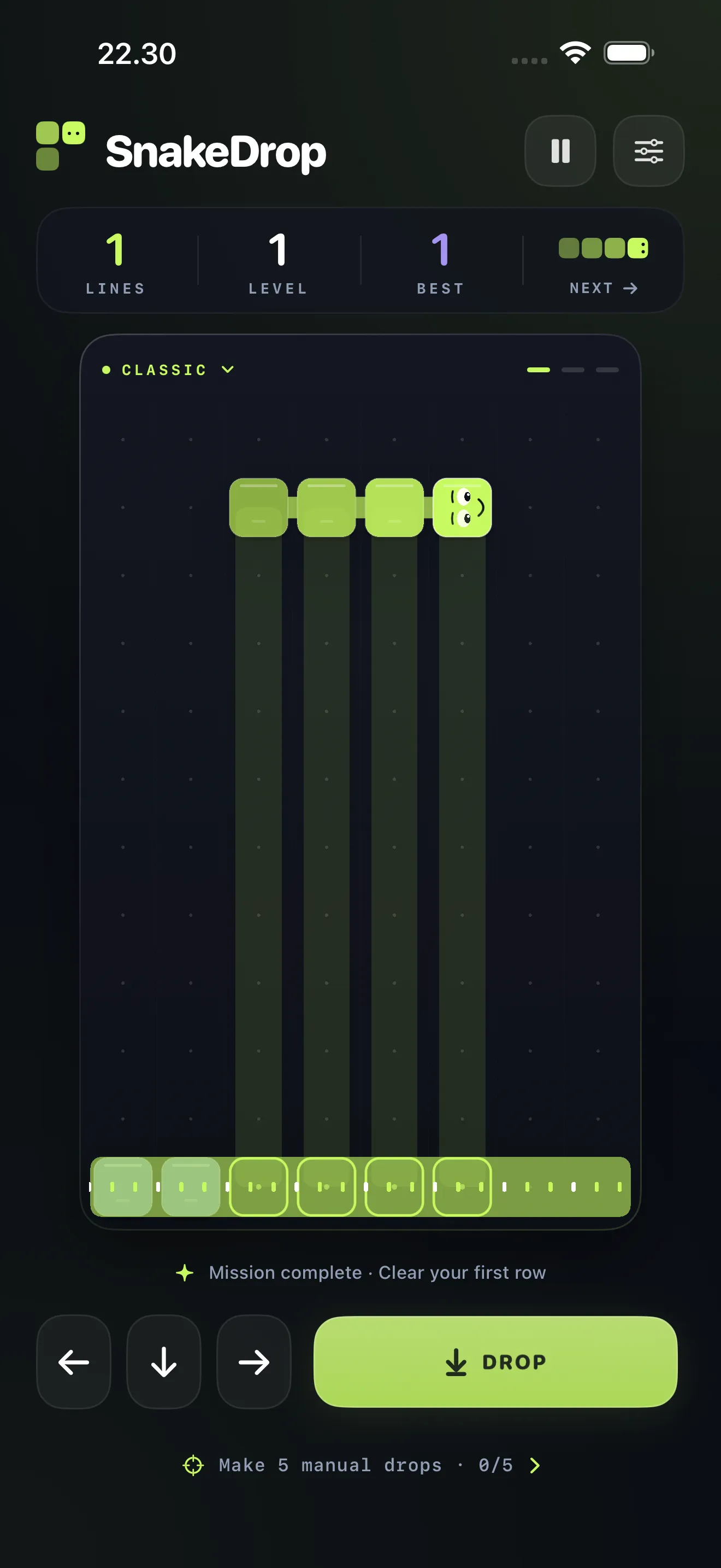 PX7 SnakeDrop gameplay on iPhone